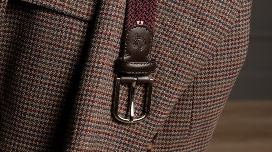 Kensington burgundy belt styled in an outfit