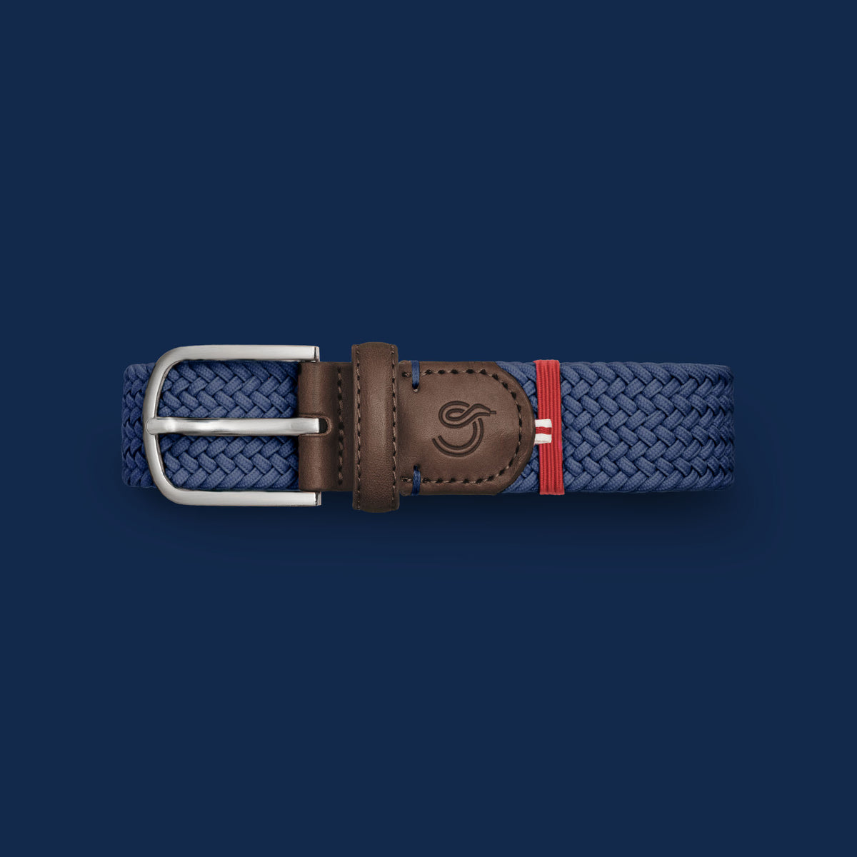 ZAPA Wide Navy Blue Leather Belt Size S Square Buckle 100% Calfskin France Navy/Light Blue Leather Belt 4 | BAZOOKA main image 2